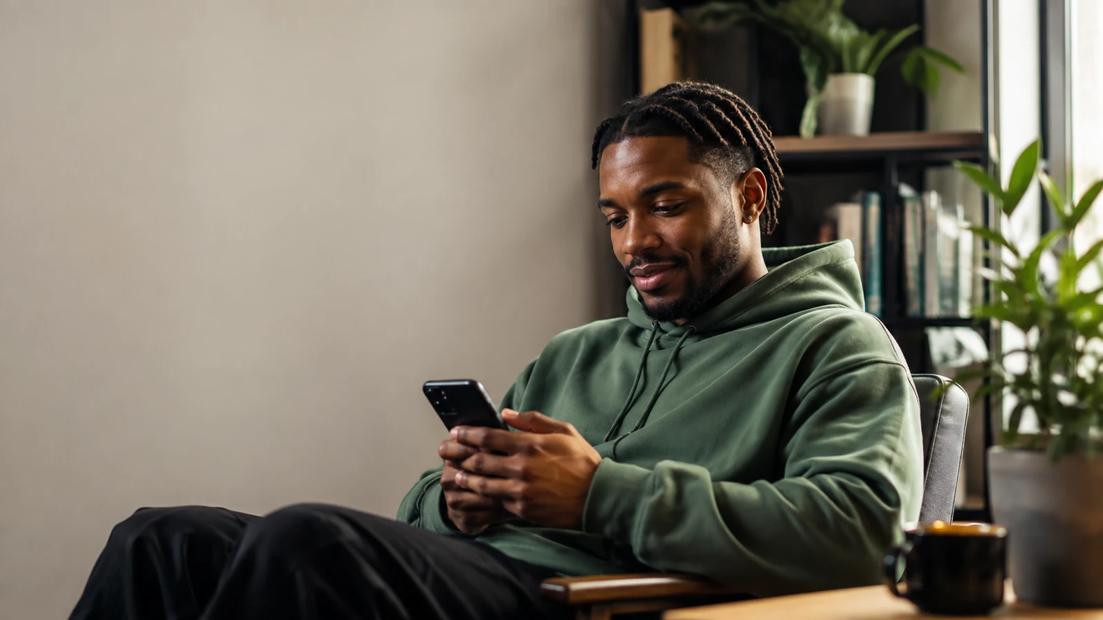 Creator responding to messages on a phone